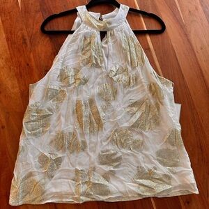 Elegant White and Gold Women's Halter Blouse